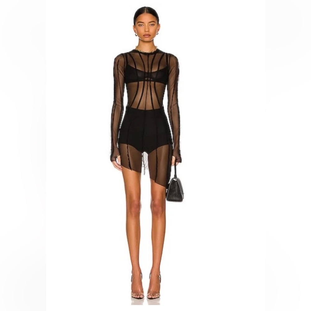 SAMI MIRO VINTAGE Asymmetrical Long Sleeve Mini Dress
